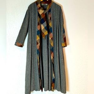 Pleated Checkered Wool Trench